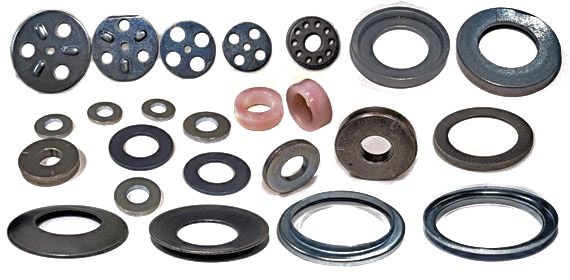Sample Parts inspected by Glass Disc Machine for Washers including various sizes of Metal & Rubber Washers